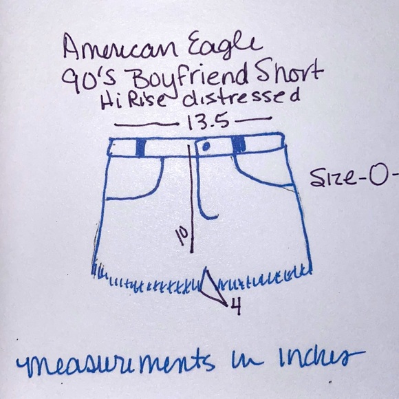 American Eagle 90’s Boyfriend Short. Size 0. Hi-Rise Distressed. Off White. - Picture 9 of 10